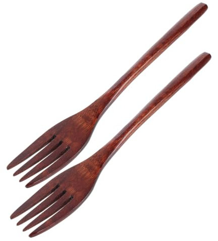 PartyKindom 2piezas Tenedores De Madera Para Ensaladas Para y Servir Tenedores De Cocina Para Postres y Aperitivos