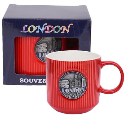 Red London Souvenir Mug – Iconic UK Landmarks Ceramic Coffee Cup – Gift Boxed Collectible
