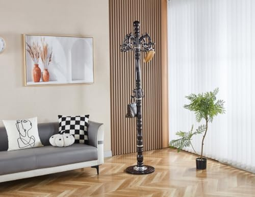 Modernique Vintage Style Coat Stand Rack in White Black Brown & Grey 198 cm Tall (Brown)