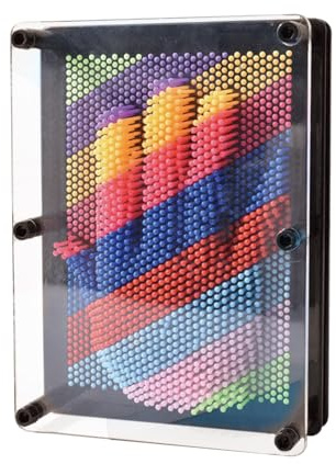 3D Pin Art Toy, Large Size 6 x 8 3D Pin Art Board, Fun Desk Sculpture | Rainbow Fun Desktop Sculpture Gadget, Home Office Decoration, Secret Santa Gift, Unique Design for Kids and Adults, Black