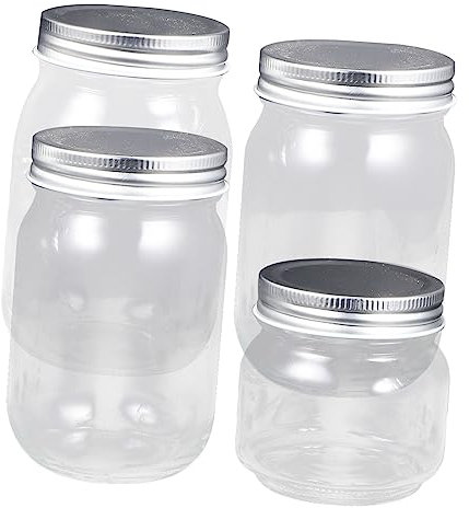 Holibanna 4piezas Botellas y Latas Selladas De Vidrio Transparentes Recipientes Para Mermelada Dispensadores De Cocina Para Salsa y Mermelada
