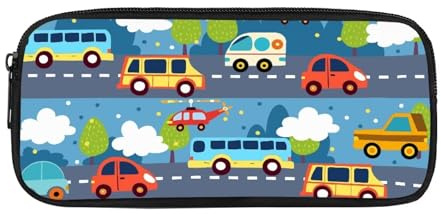 Dolyues Federmäppchen mit großem Fassungsvermögen, Federmäppchen mit Reißverschluss, für Schule, Büro, Schreibwaren für Kinder, Mädchen, Jungen, Auto, Taschen-Organizer