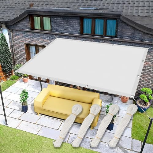 Sun Shade Sail Awning 200 x 450 cm 98% UV Block Weather Resistant Pergola Covers Shade Netting with Fixing Kit Customizable for Awning Party Yard, White