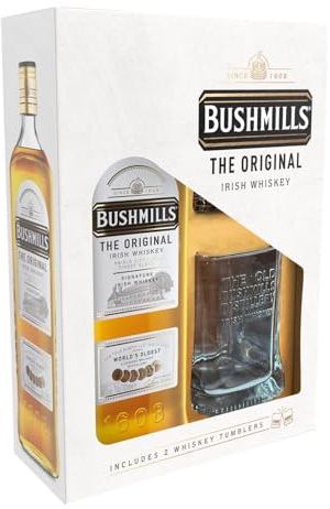 Bushmills Original Irish Whiskey Gift Set with 2 Branded Whiskey Tumblers