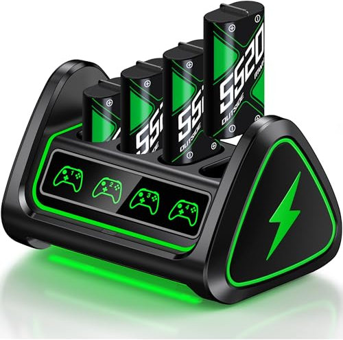 Battery Charger Sets for Xbox One/Elite, Rechargeable Battery Pack for Xbox Series S/X Charging Station with Led Strip, 4 Pack 5520mWh