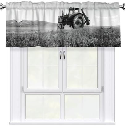 DEXNEL Traktor Landwirtschaft, ruhiger Vorhang, Volant, Fensterdekoration für Wohnzimmer, 137 x 45 cm
