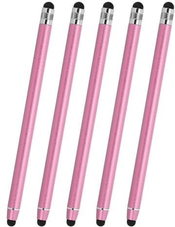 PATIKIL Lot de 5 stylets universels 2 en 1 haute sensibilité pour écrans tactiles, pour téléphone, tablettes, ordinateurs portables, appareils à écran tactile, rose