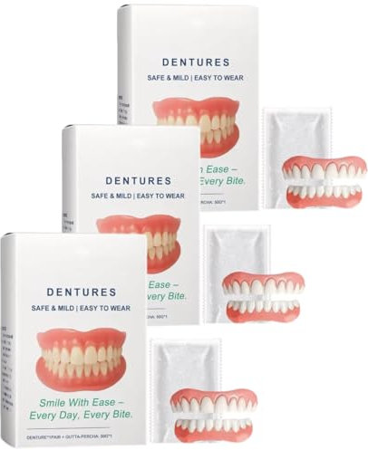 Thermo-adaptive Smart-Vollprothese, Silikon-Unterfütterungsset, Premium-Prothesen, Zahnersatz-Set, Vollprothesen für Männer und Frauen (3 Satz)