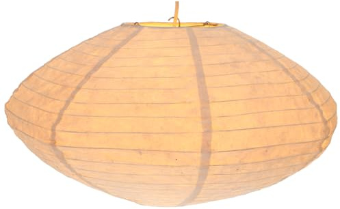 GURU SHOP Flacher Lokta Papierlampenschirm, Boho Hängelampe Coronada - Ø 43 cm Natur