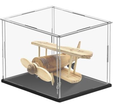 GIDWRIY Vitrine für Sammlungen, Acryl, 20 x 15 x 20 cm, transparente Acryl-Boxen, Ausstellungsbox für Miniaturen, Sammelfiguren mit Basis für Miniaturen, Puppen