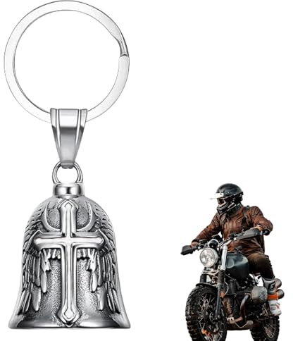 Guardian Bell Motorrad Glocke Glücksbringer,Biker Bell Motorrad Glöckchen,Edelstahl Motorradglocke,Biker Glocke Glücksbringer,Motorradglocke Schlüsselanhänger für Segne Frieden