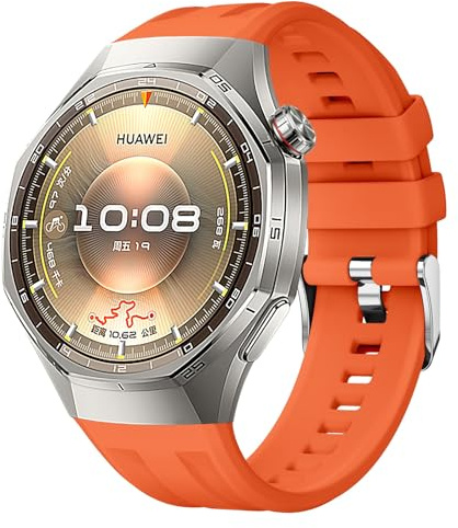 GIOPUEY Bracelet Compatible avec Huawei Watch GT 6 Pro/GT 5 Pro 46mm, Souple Silicone Sangle Bracelet [Résistant à l'usure] [Respirant] - Orange