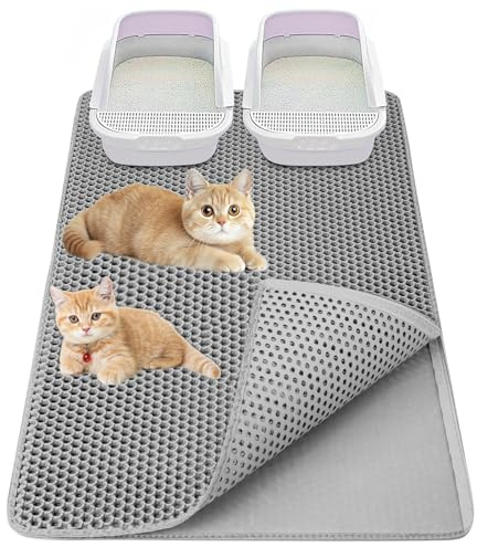 Katzenklo Matte, Matte Katzenklo Unterleger Katzenstreu Matte, EVA Doppelte Schichte Waben Katzen Matte für Toilette, wasserdichte Katzenmatte Unterlage Katzenklo Vorleger (Grau-1)