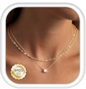 ORAZIO 2 Stück Kette Silber 925 Damen Goldkette | 14 Karat Vergoldet Silberkette Verstellbarer Zirkon Halskette Damen Gold Schmuck