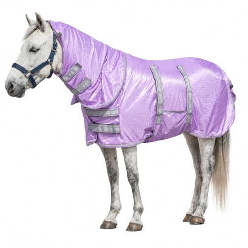 Leberna Shetty - Coperta antimosche con collo e bavaglino per la pancia, coperta estiva traspirante con protezione per il petto per pony, coperta per eczema per polli