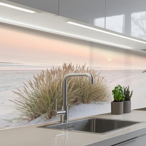 KitchenYeah© Küchenrückwand Selbstklebend Küchenspritzschutz Rückwand | 60x150 cm - Wandschutz Ohne Bohren Spritzschutz Wand Wandverkleidung Horizont - Dünenlandschaft - Sand
