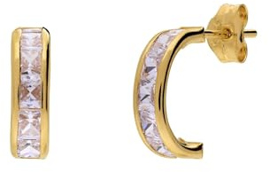 Lucardi - Damen Ohrstecker - Schmuck - Geschenk - 585 Gold - Mit transparentem Stein - Gold
