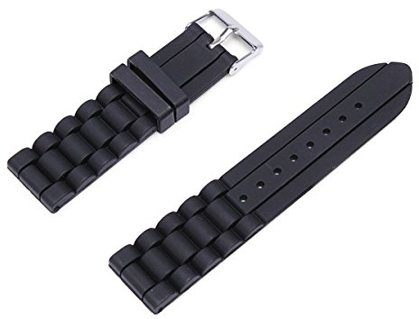 TuToy Schwarz Silikongummi wasserdicht Taucheruhren Band Riemen Outdoor Sport - 18mm