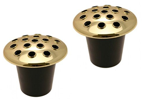 VFM- 2 Pack Grave memorial Vase Inserts Gold Lids UK Made