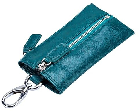 iSuperb Portachiavi in Pelle Raccoglitore Chiave Caso Cuoio con Cerniera Donna e Uomo Portafoglio Borsa in Pelle 6x12.3x0.5cm (Blu)