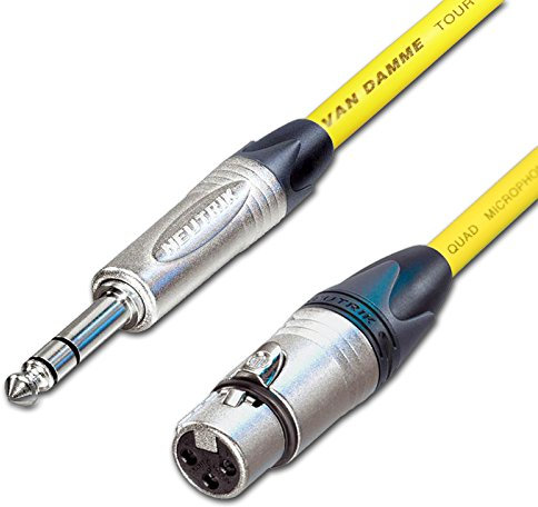 Female XLR to ¼ TRS Jack Lead. Balanced STARQUAD Mic Cable. Short 10m 6m 3m 20m (1m, Yellow)