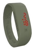 Too Late LED ORIGINAL Unisex Digital Led Ultra Light Silikon Uhr - Datum & Zeit - (L, Militärgrün)