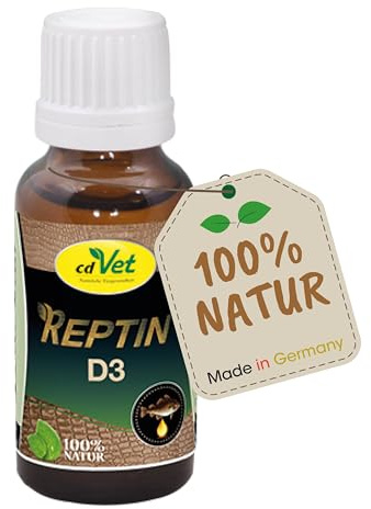 cdVet Naturprodukte REPTIN -D3- 20 ml - Reptilien - Lieferant für Omega-3-Fettsäuren + Vitamin D - Knochenaufbau - Regulierung des Calcium-Haushaltes - 100% Dorschlebertran -