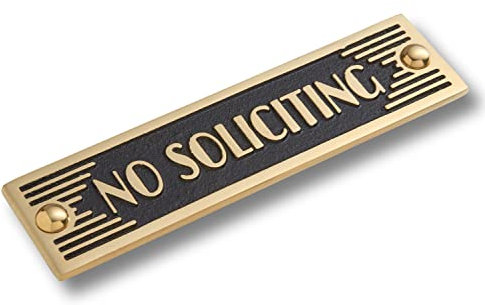 The Metal Foundry No Soliciting Metal Door Sign. Art Deco Style Home Decor Accessories Door Or Wall Brass Plaque. Handmade In England.