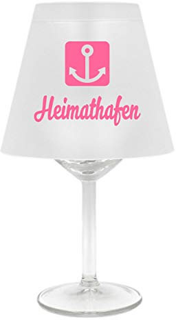 Lampenschirm für Weinglas ~ Heimathafen mit Anker, rosa ~ Schirm ohne Glas ~ Windlicht