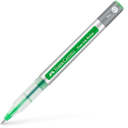 Faber-Castell - Tintenroller Free Ink Grasgrün 0,4 mm | Rollerball mit dokumentenechter Tinte und Free Ink System für Schule, Büro und Notizen