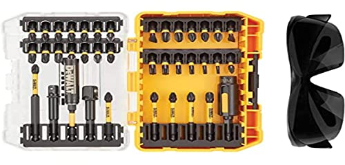 DeWalt DT70740T-QZ Coffret Toughcase 38 Pièces - Embouts de Vissage Flextorq - Lunettes de sécurité - Pour Perceuse-Visseuse Argent