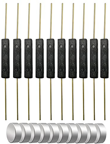Gebildet 10Pezzi Contatto Reed Interruttore Reed in Plastica, Magnete Vicino - Collegamento Circuito, Magnete Lontano - Interruzione Circuito, Interruttore a Induzione Magnetica Con 10pcs Magneti