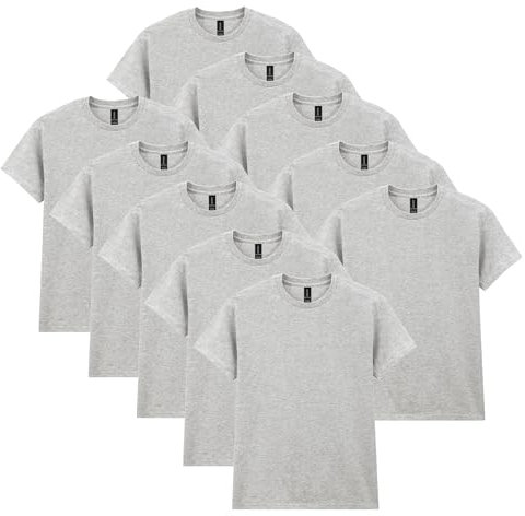 Gildan Heavy Cotton T-Shirt, Style G5000, Multipack, Grey (Sports Grey), 5XL (Pack of 10)