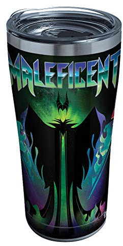 Tervis 1332555 Disney Villains – Maleficent Edelstahl-Thermobecher mit transparentem und schwarzem Hammer-Deckel, 568 ml, silberfarben