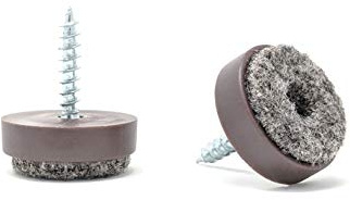 Felt Furniture Gliders. Screw in Chair Sofa Feet Pads (Brown, 20mm, 32 Pack, Free 2mm Drill Bit)- (See Second Image for Dimensions) Quality Floor Protectors by Keay Vital Parts- Made in Germany