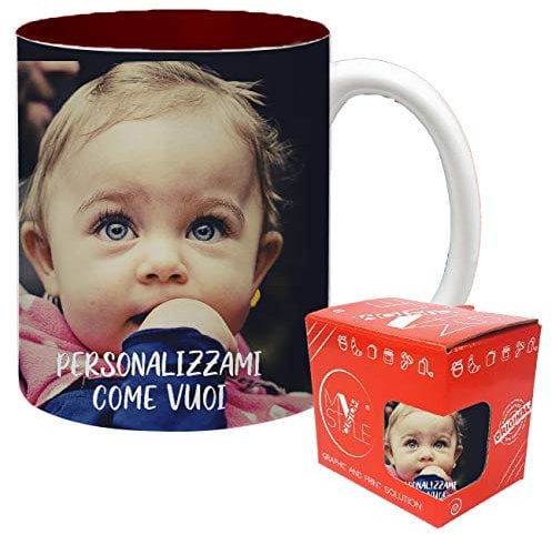 My Custom Style Tazza Ceramica Personalizzata, da 325ml, Interno Marrone