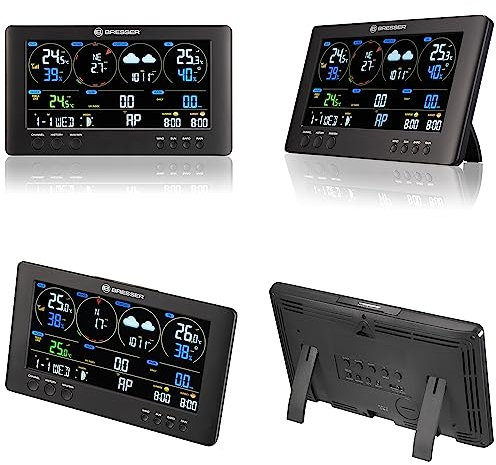 Bresser Stazione meteo aggiuntiva per 7002586 - Stazione meteo wireless ClearView con sveglia, colore: Nero