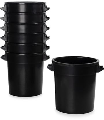 50Liter Kunststofftonne mit Griffen + Deckel, stapelbar, Stabiler Eimer, Plastiktonne, Rundbehälter, Universaltonne, Allzweckeimer, Vorratstonne, Futtertonne, Mülltonne, Schwarz 7X