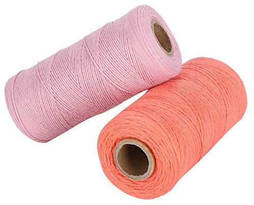 Jenngaoo 2 Rouleaux de Fil de Chaîne pour Métier à Tisser, Fil de Chaîne 8/4 Fil de Chaîne à Tisser 100% Coton pour Le Tissage de Couvertures de Tapis Tapisserie (Rose + Rouge Pastèque)