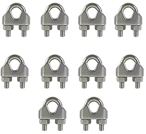GASOE 10 Stück M8 Drahtseilklemme Edelstahl Bügelklemmen 304 Klemme Drahtseil Seilklemme U Bolzen Bügelformklemme 8mm für Drahtseile Seilen Stahlseil Draht Stahl