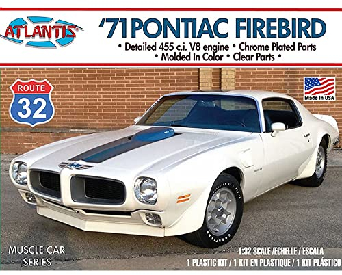 Atlantis - 1/32 1971er Pontiac Firebird Route 32 - Plastikmodellbausatz, Weiß
