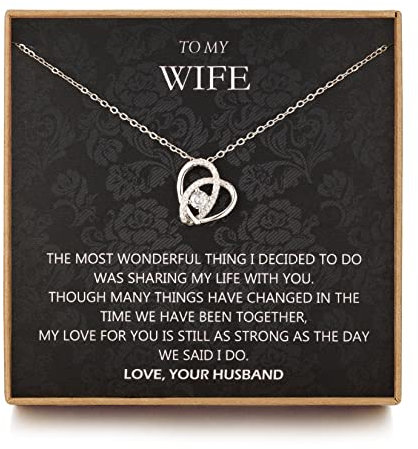 JOSYANDLOVE Wife Necklace from Husband, Gifts for Wife, Sterling Silver Love Knot Wife Gifts, Valentine's Day, Birthday Gift, Christmas Jewelry