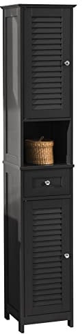 SoBuy Badezimmerschrank Badezimmer Hochschrank mit Schubladen Badschrank schmal platzsparender Badmöbel Hochschrank schmaler Schrank für kleines Badezimmer, Gäste-WC, Küche 32x170x30cm FRG236-DG
