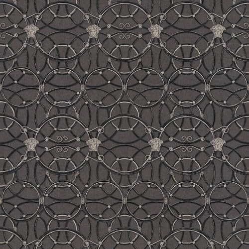 PRO[f]home Profhome Ornament Wallpaper 370494-GU Non-Woven Wallpaper Silver Black 0.70 m x 10.05 m / 7.035 sqm