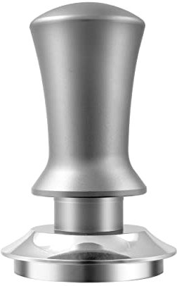 K COOL Espresso Hand Tamper, Premium Barista Coffee Tamper with Calibrated Spring, Stainless Steel Base Tamper Compatible with Espresso Machine Rancilio, Gaggia Bottomless Portafilter (58mm, Silver)