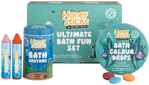 Honeysticks Ultimatives Badespaß-Set -ungiftige Kinder Badestifte und Badetabletten für stundenlangen kreativen Badespaß, natürliche,lebensmittelechte Inhaltsstoffe, Badespielzeug Geschenk für Kinder