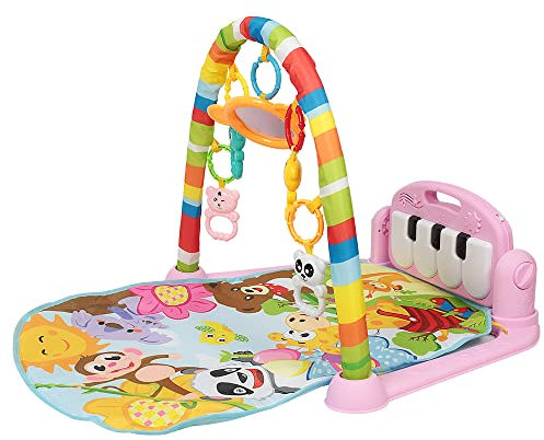 Tapis d'éveil Bébé avec Musique et Lumières, Tapis d'activité pour Nourrissons, Tapis de Jeu bébé avec Arche de Jeu et Jouets Suspendus - Kick and Play Piano Gym pour Bébé Filles Garçons