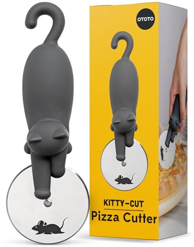 OTOTO Kitty Cut Pizza Cutter Wheel - Pizza Cutters Stainless Steel, Funny Kitchen Gadgets and Kitchen Gifts, Cat Gift for Women Cat Lovers