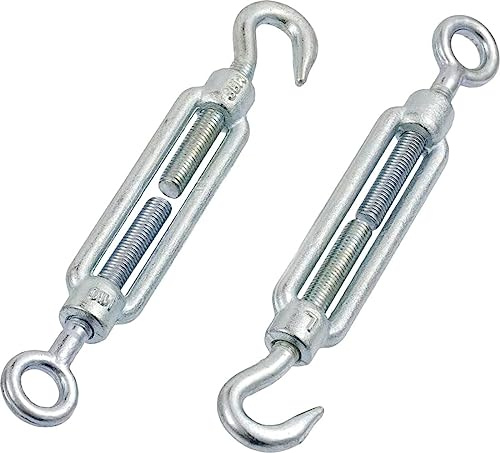 M6 x 110mm Eye & Hook Steel Turnbuckle Wire Tensioner Strainer Closed Hook Threaded Hook (Pack of 2) - N18C 6x110_2