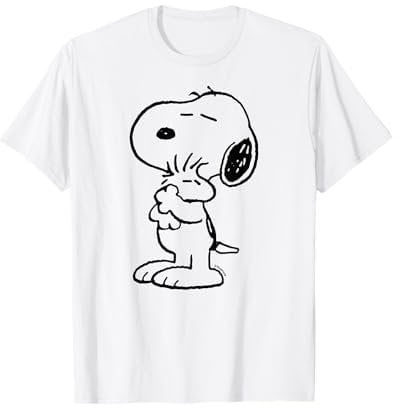 Peanuts Erdnüsse - Snoopy Loves Woodstock T-Shirt, Kind, Unisex, Kurzarm, T-Shirt, Blau, S